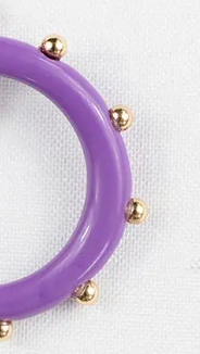 Small Hoop Earrings - Purple with Gold