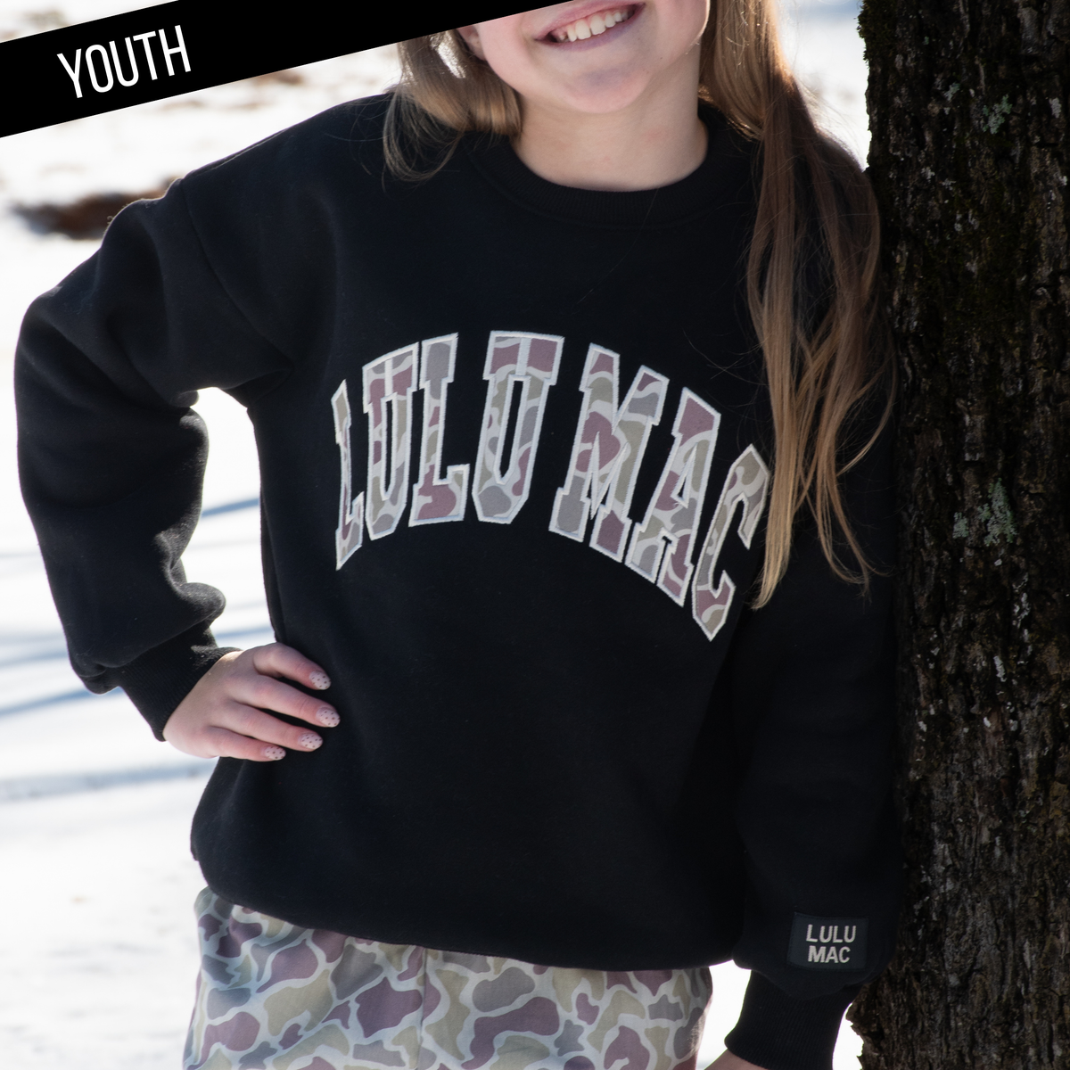 Yth Camo Black Sweatshirt