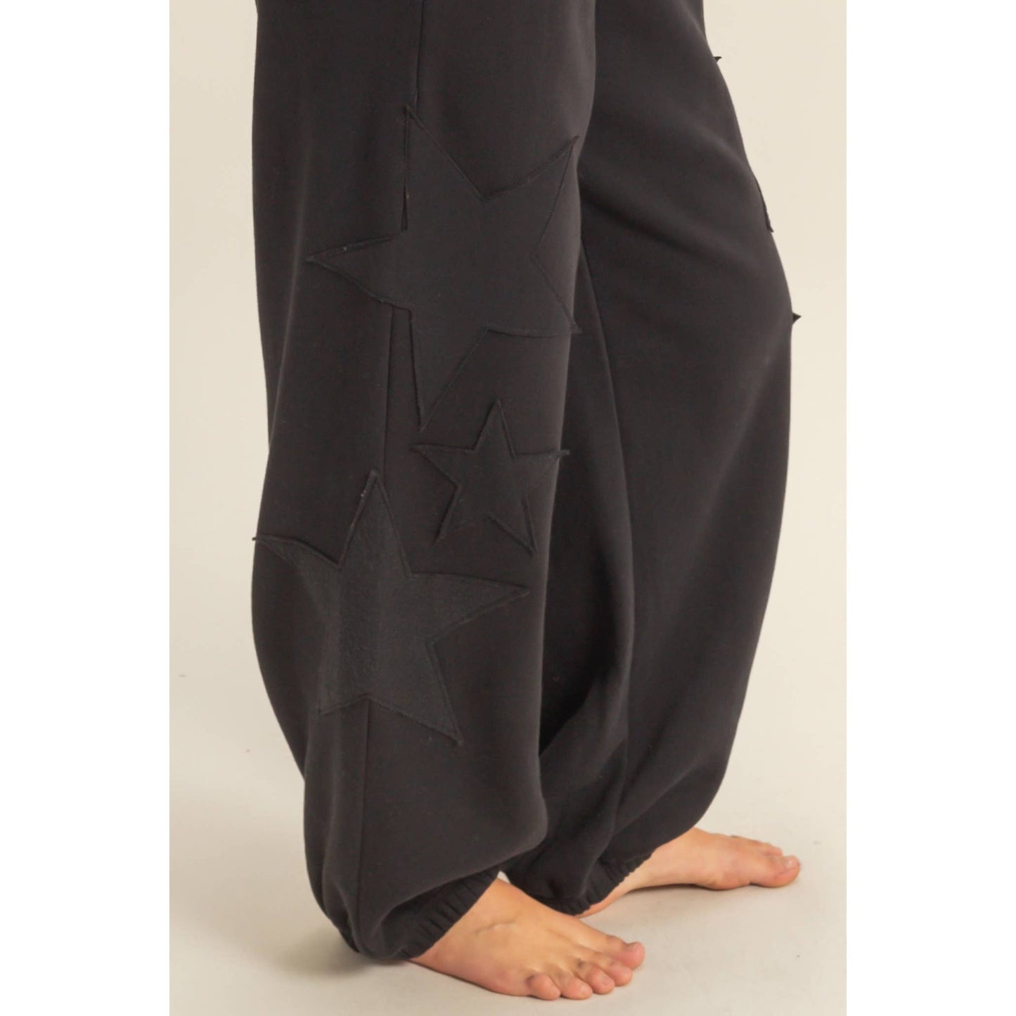Star Patch Casual Drawstring Jogger Pants: DUSTY NAVY / S-M-L(2-2-2)