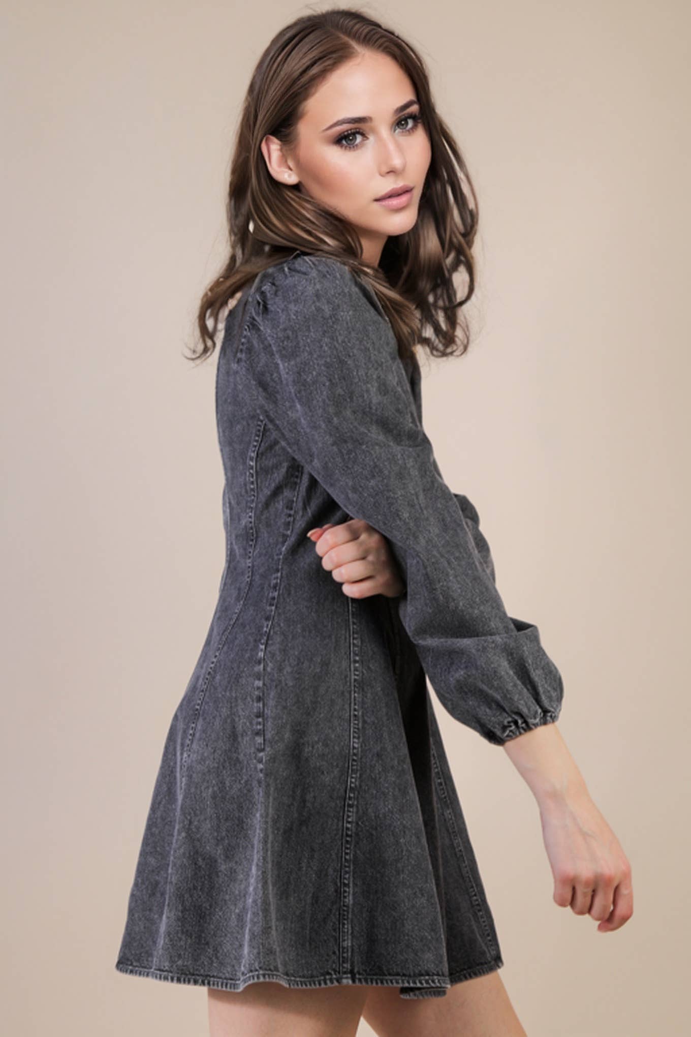Mineral Washed Denim Dress: