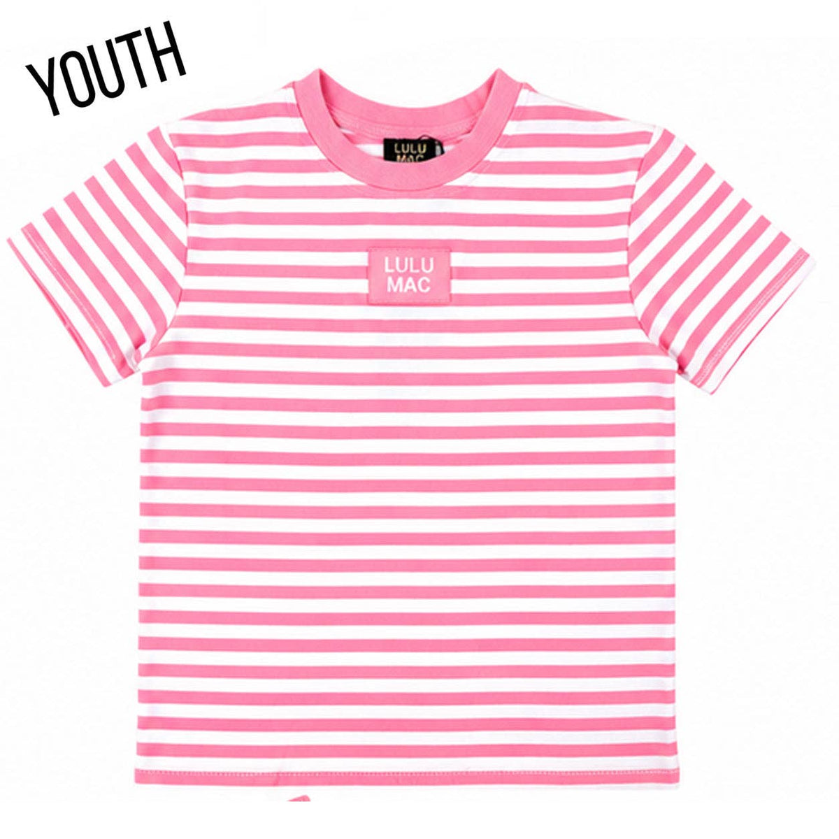 Yth Stripe Baby Doll Top- Neon Pink