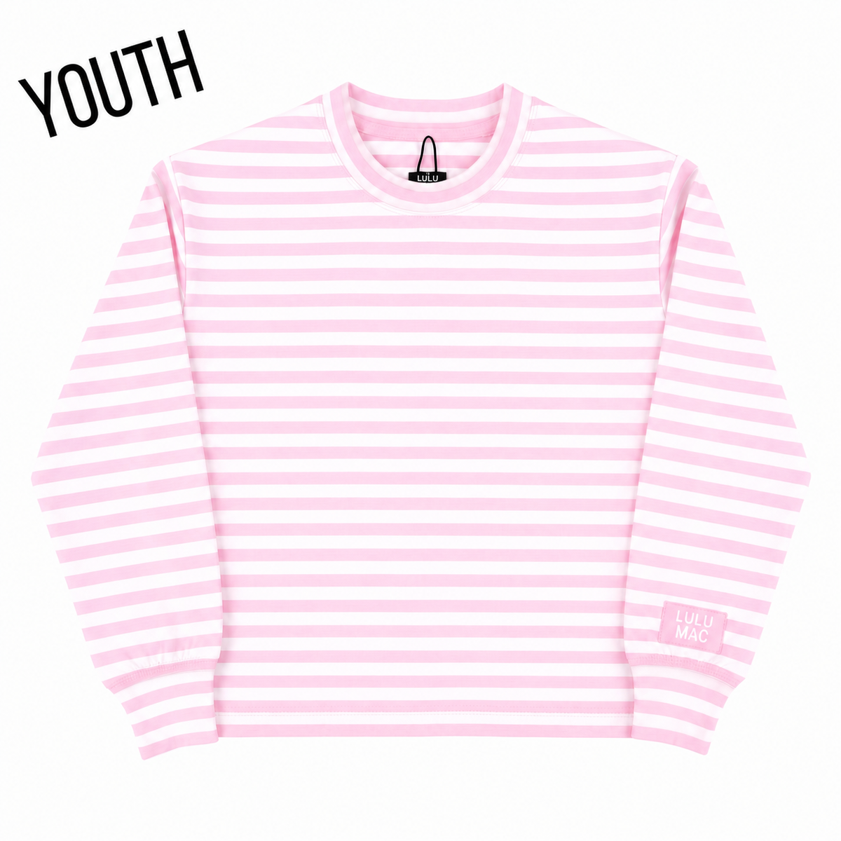 Yth Stripe Long Sleeve- Light Pink