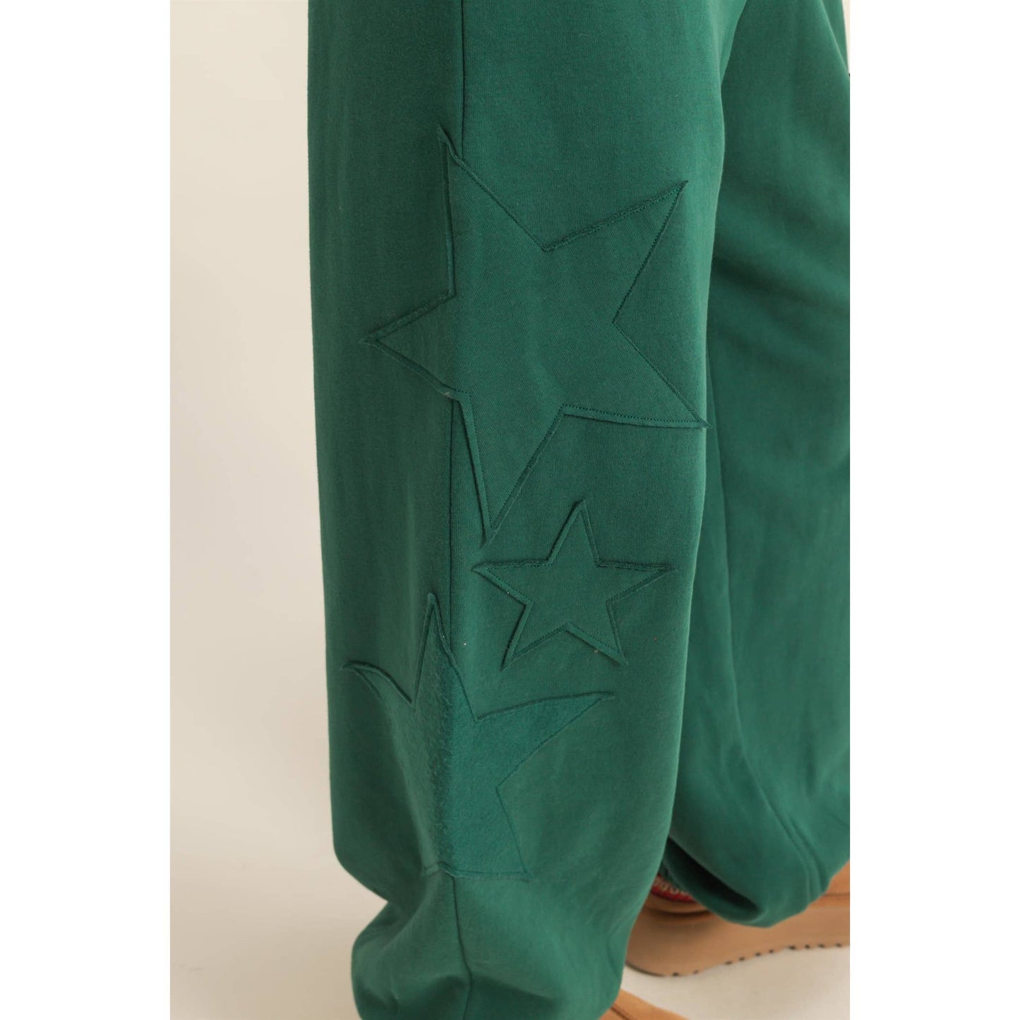 Star Patch Casual Drawstring Jogger Pants: DUSTY NAVY / S-M-L(2-2-2)
