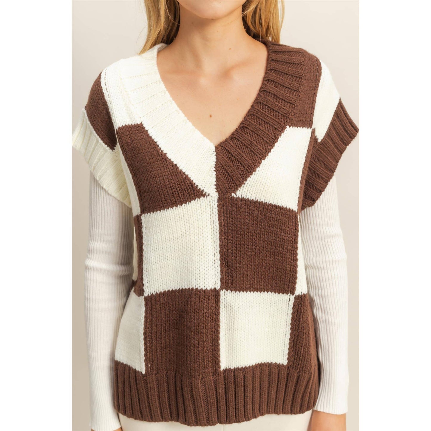 Brown Checkered Vest