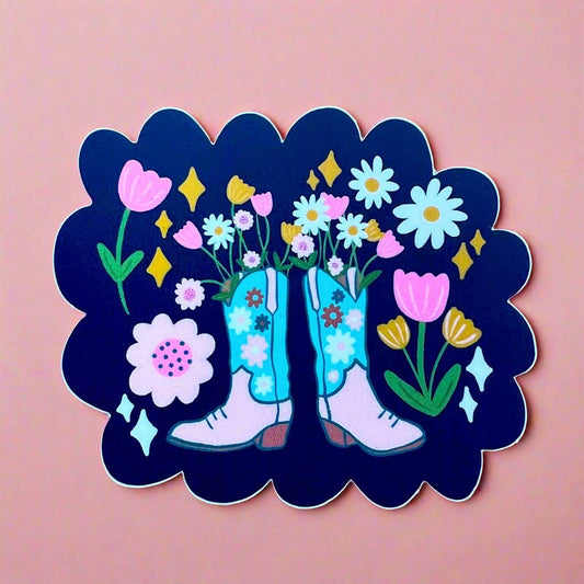 Boot Bouquet & Doodles Sticker