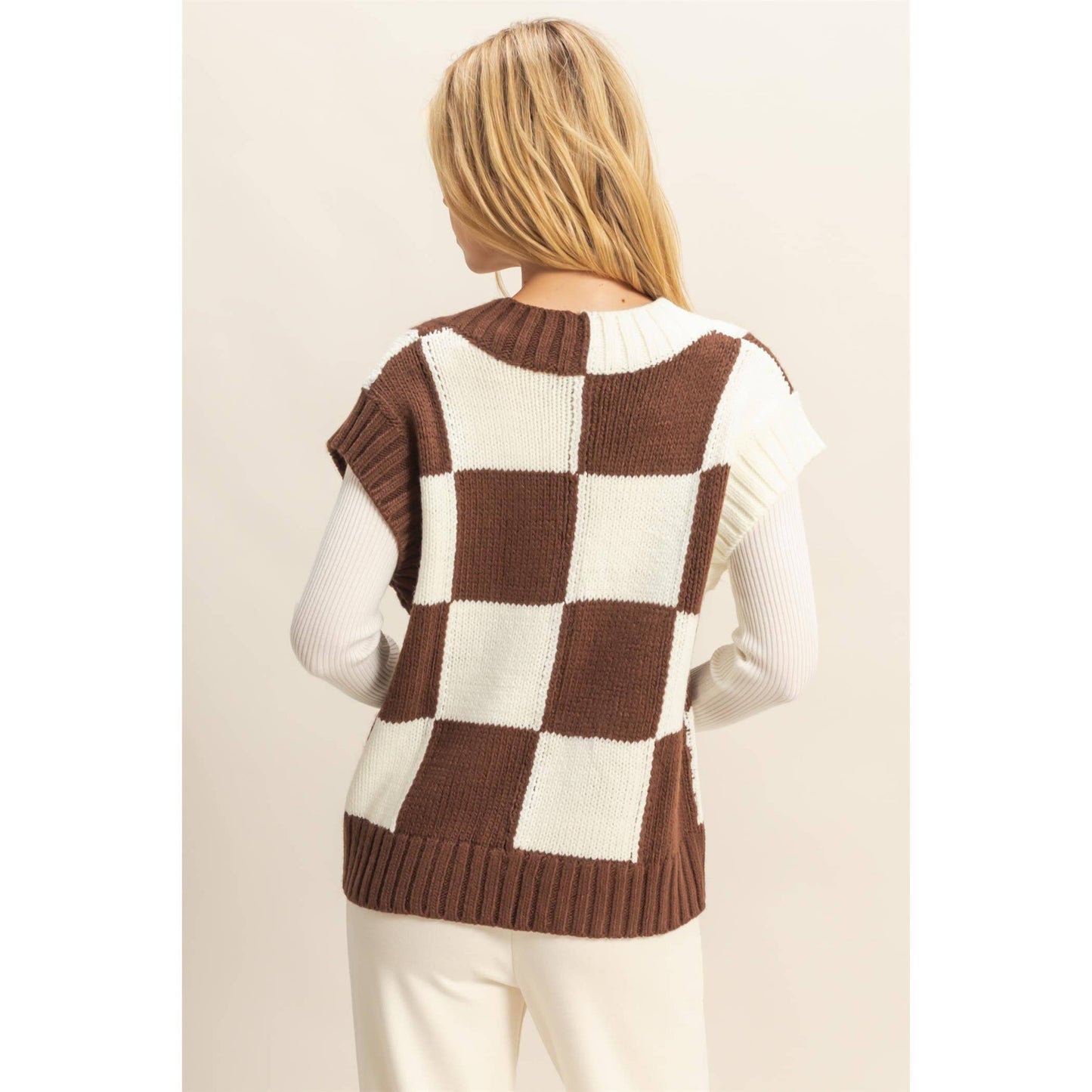 Brown Checkered Vest