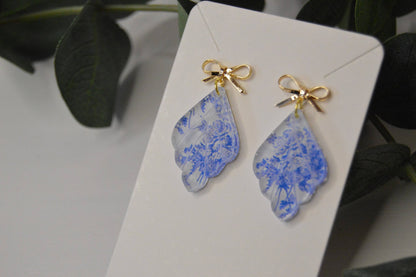 Blue Chinoiserie Bow Earrings