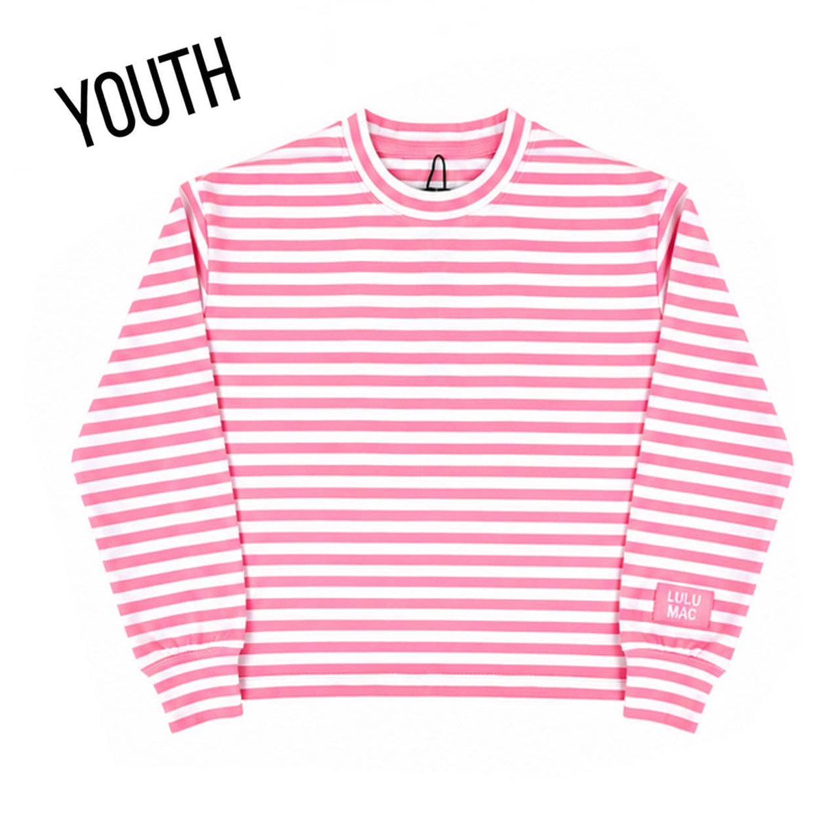 Yth Stripe Long Sleeve- Neon Pink