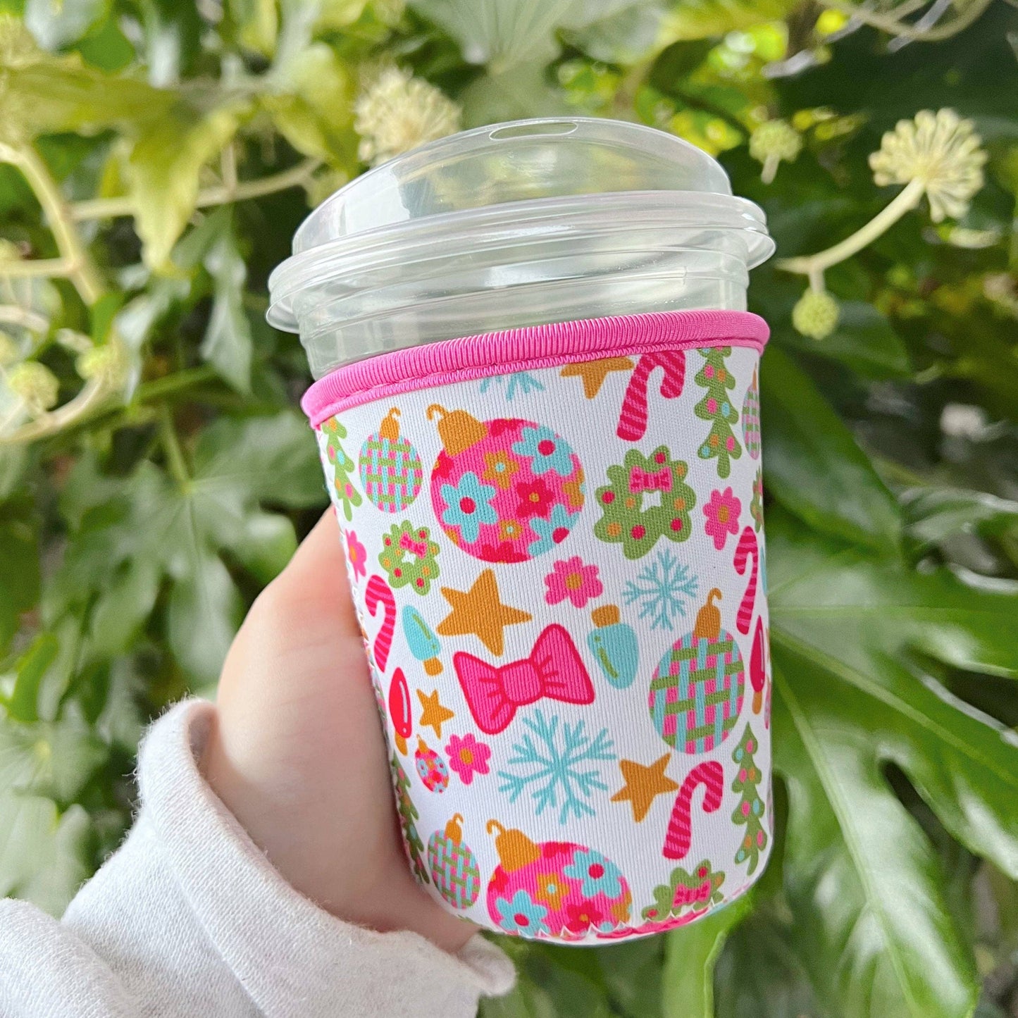 Coffee Cup Cover - Pink Christmas: Large / 24oz