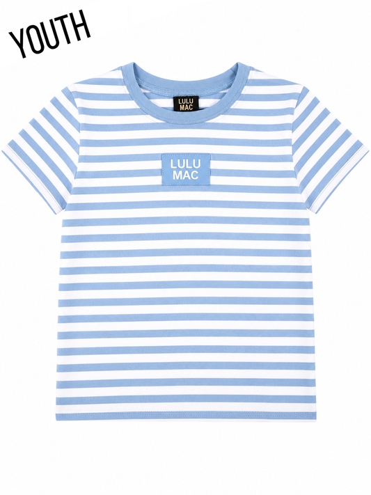 Yth Stripe Baby Doll Top-Light Blue