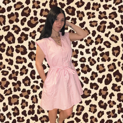 Pink Stripe Tie Dress