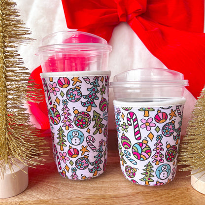 Coffee Cup Cover - Holiday Doodle: Large / 24oz