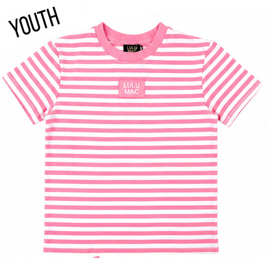 Yth Stripe Baby Doll Top- Neon Pink