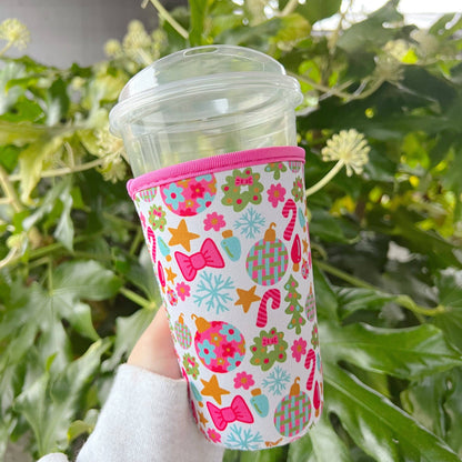 Coffee Cup Cover - Pink Christmas: Small / 16oz