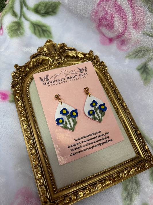 September (Morning Glory) Clay Earrings: Gold Ball Studs