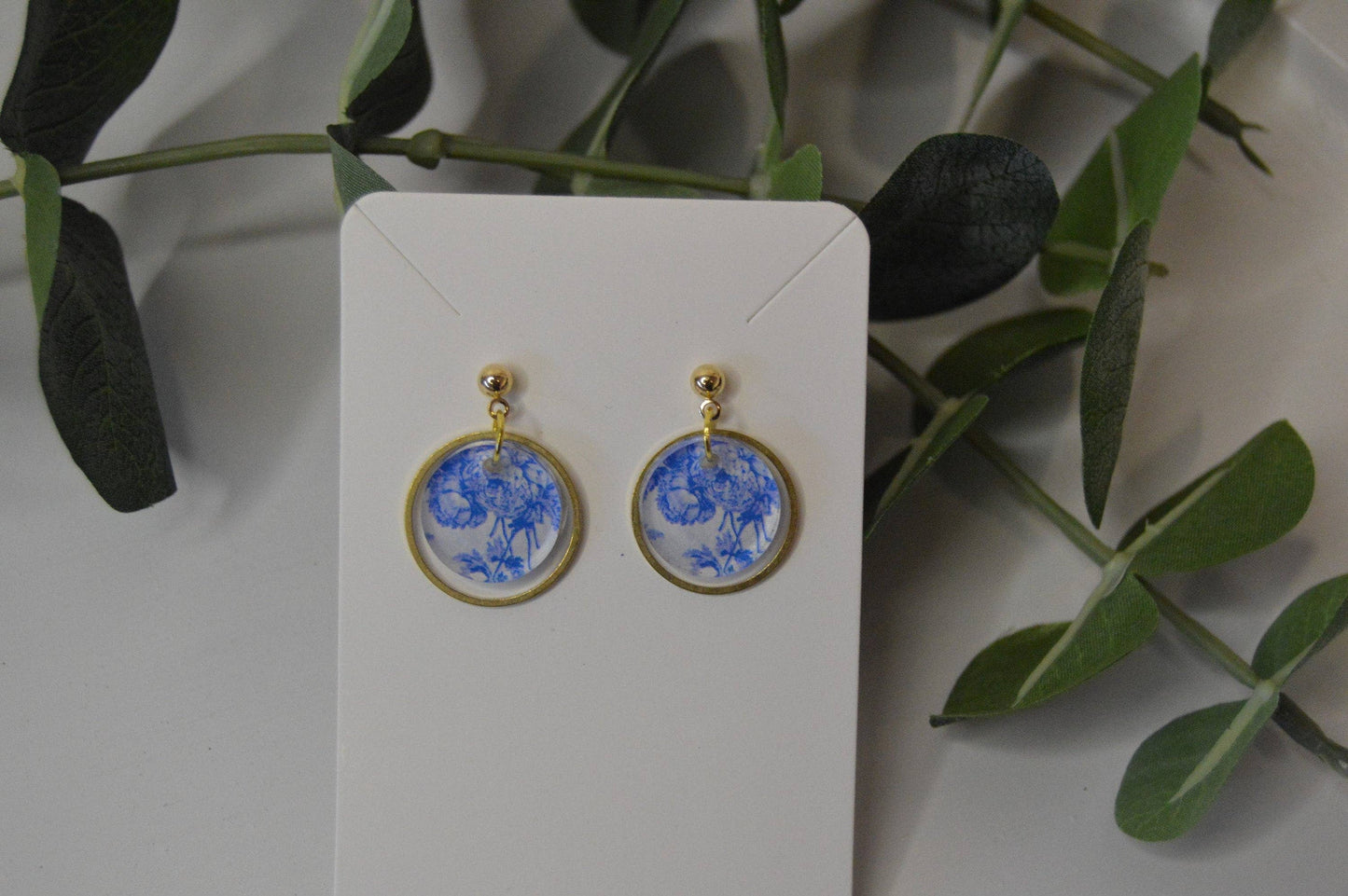 Blue Chinoiserie Small Dangle Earrings