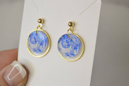 Blue Chinoiserie Small Dangle Earrings