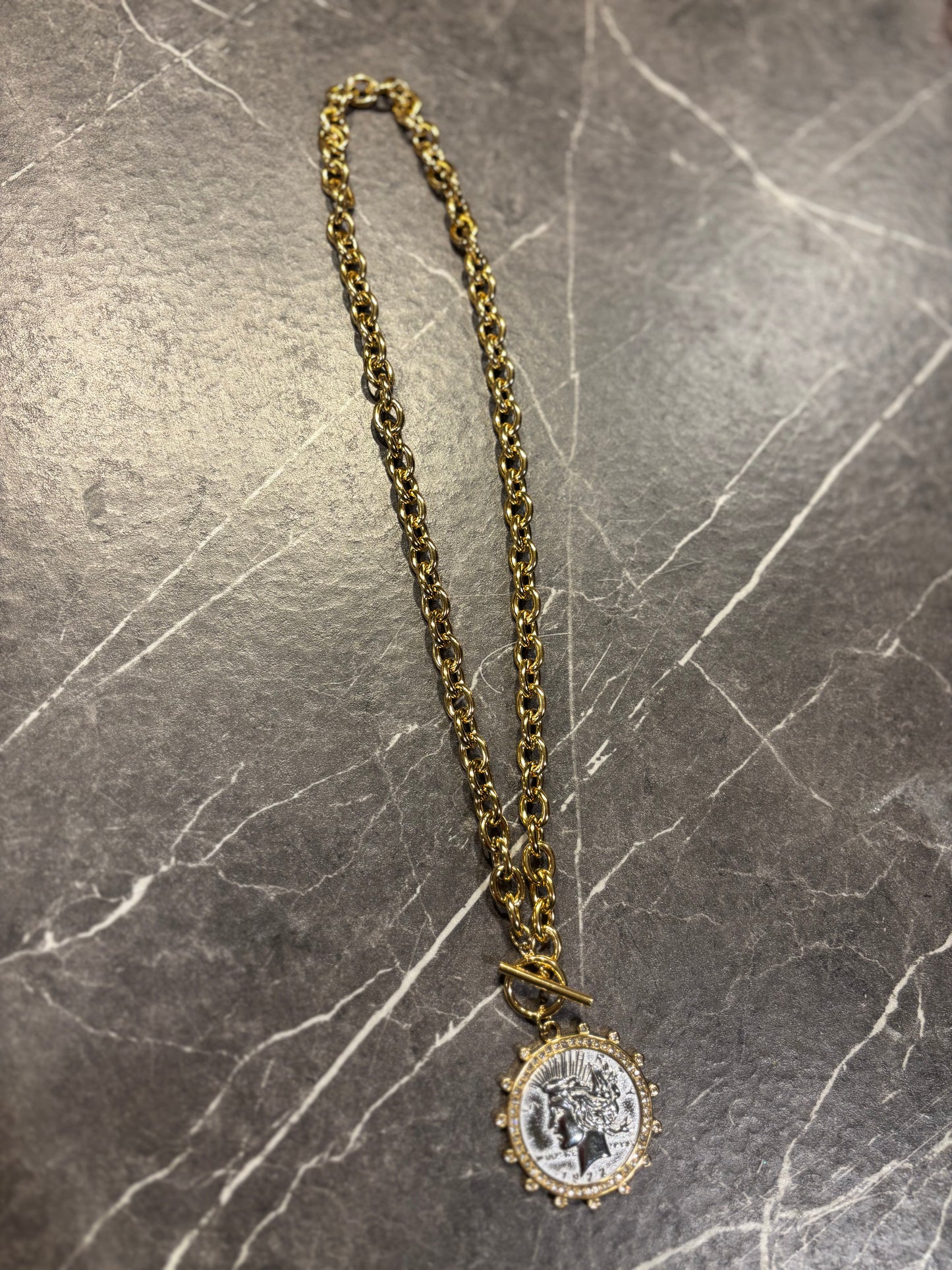 Silver And Gold Coin Necklace