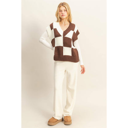 Brown Checkered Vest