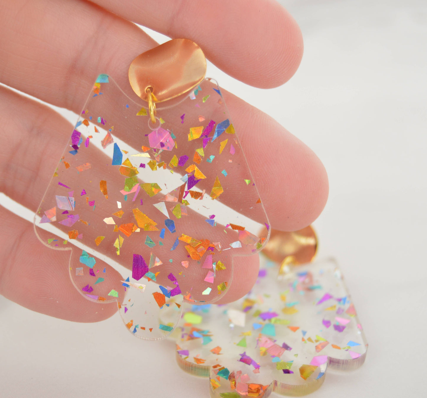 Springtime Confetti Scallop Dangle Earrings