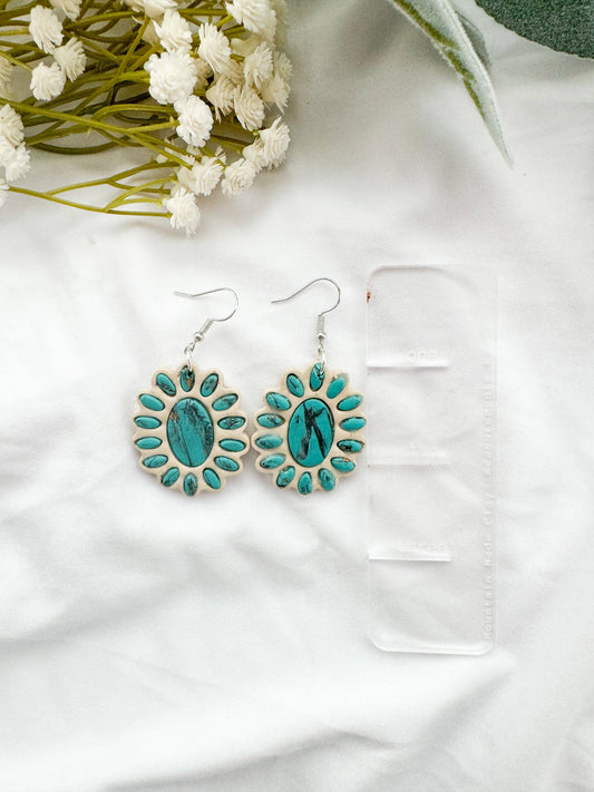 Turquoise Concho: Silver Fishhooks