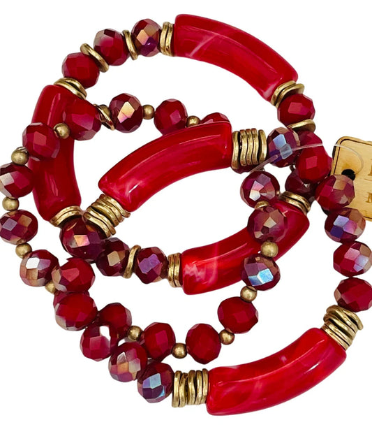 Red and Wine Color Bracelet Set