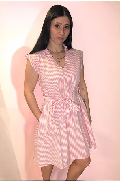 Pink Stripe Tie Dress