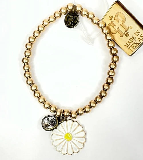 Gold Bracelet Set With Daisy Charm