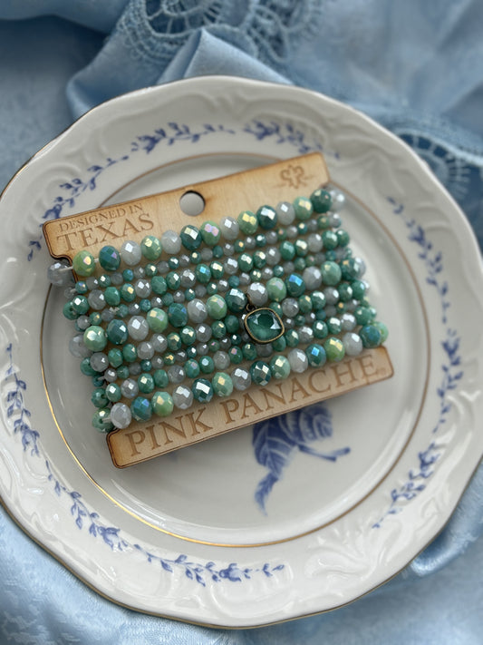 GREEN MIX BEAD BRACELET SET