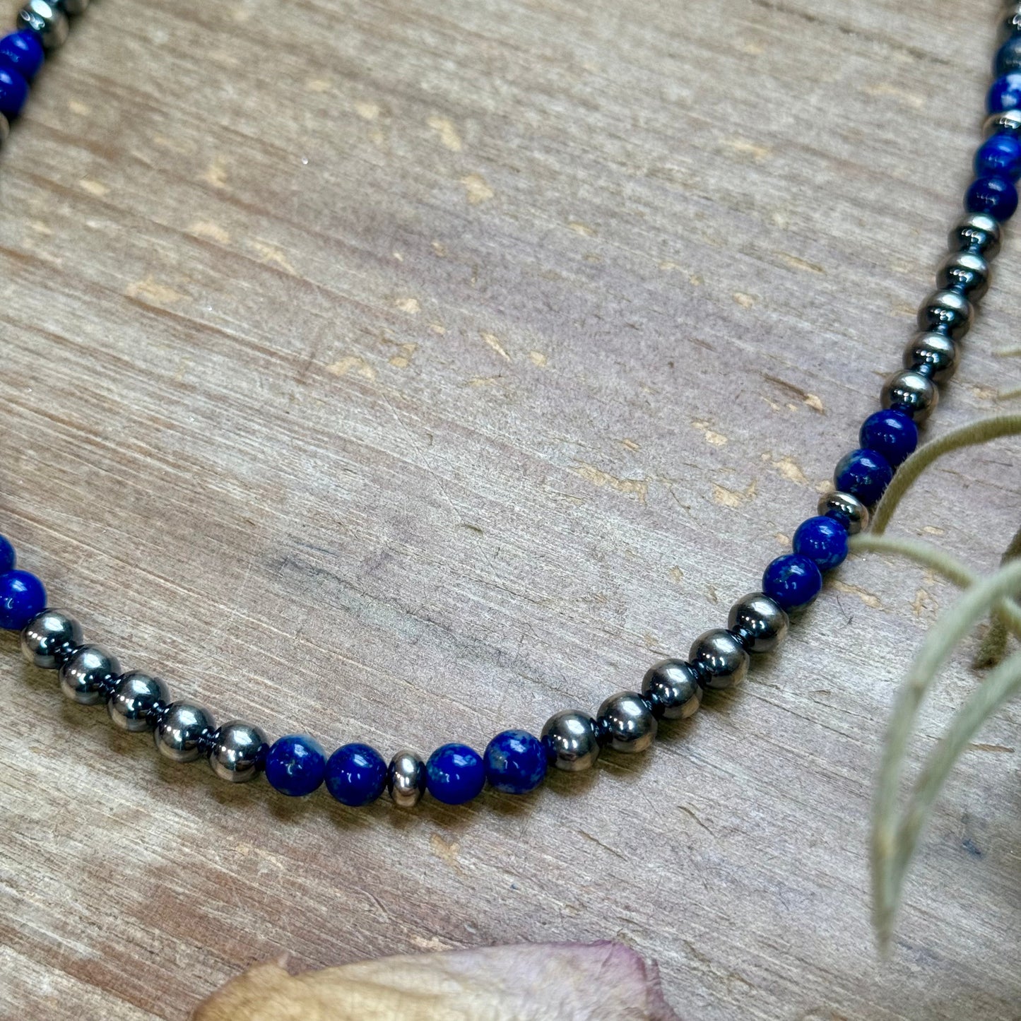 Lapis & Sterling Silver Saucer Necklace – 16” + Extender – 6 mm Lapis