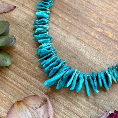 Blue Turquoise & Silver Hematite Necklace – 18”