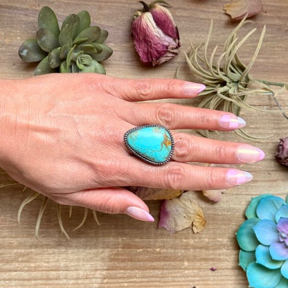 Sterling Silver Adjustable Turquoise Ring – Made by The Bijoux FAB