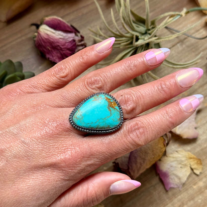 Sterling Silver Adjustable Turquoise Ring – Made by The Bijoux FAB