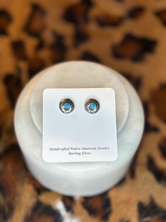 Small TQ Concho Sterling Earrings