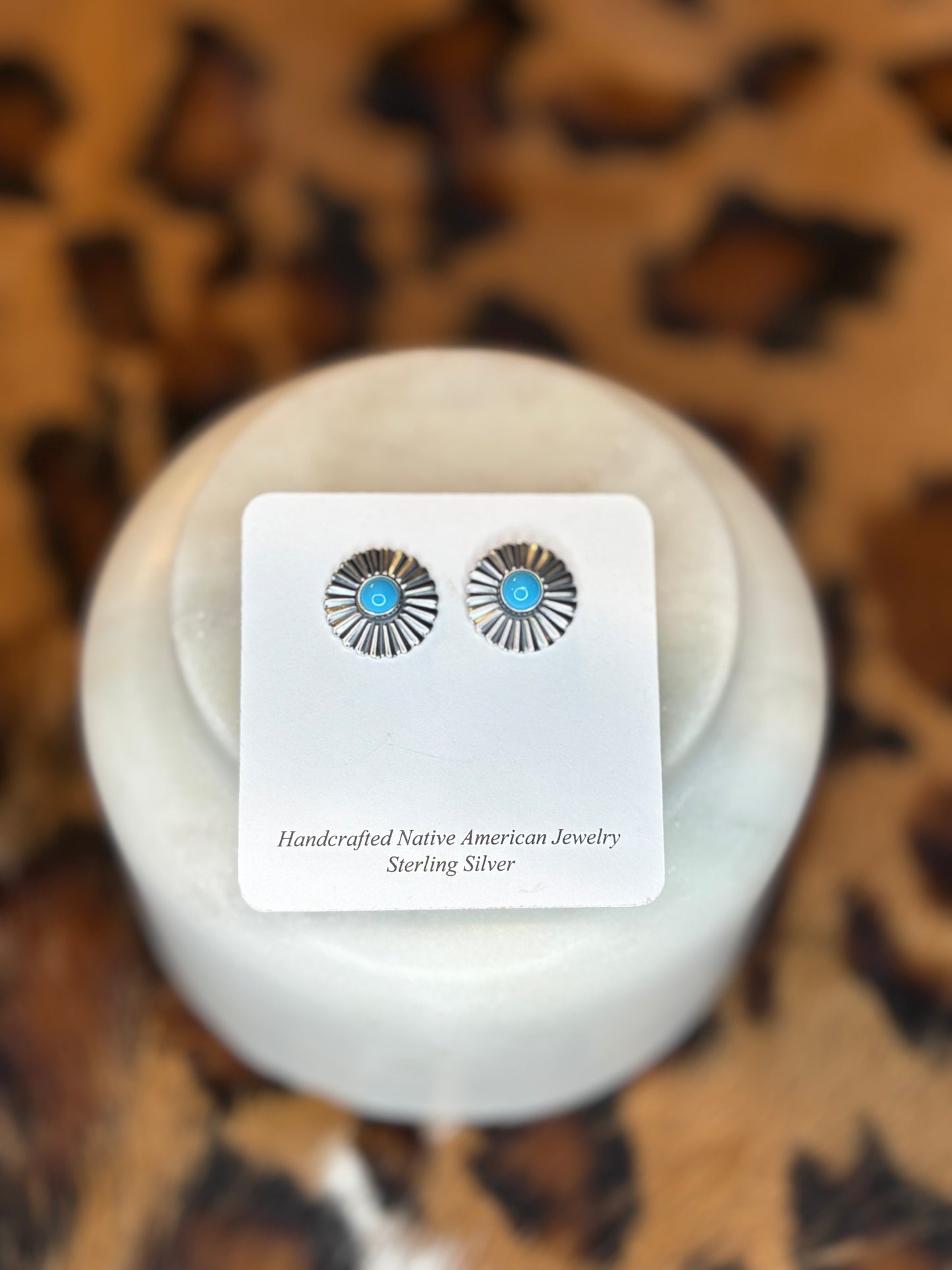 Turquoise Concho Stud Sterling Earrings