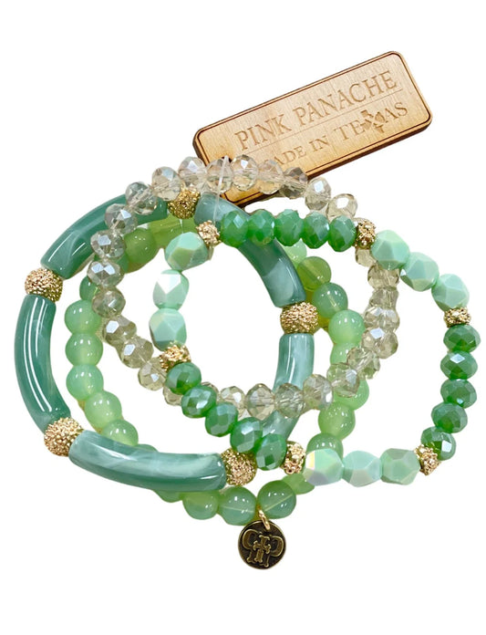 GREEN AND BEAD BRACELET SET