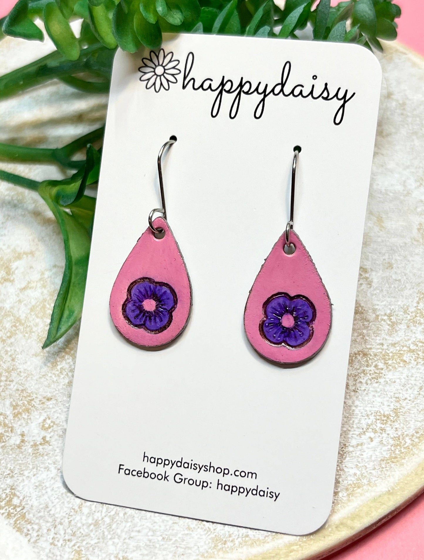 Dainty Flower Leather Earrings for Girls