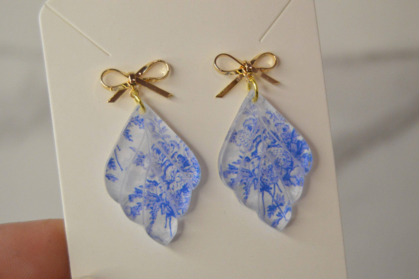 Blue Chinoiserie Bow Earrings