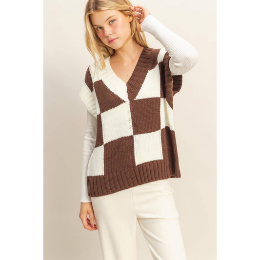 Brown Checkered Vest