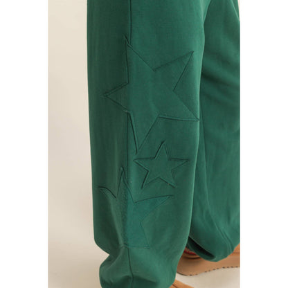 Star Patch Casual Drawstring Jogger Pants: DUSTY NAVY / S-M-L(2-2-2)
