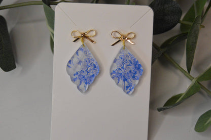 Blue Chinoiserie Bow Earrings