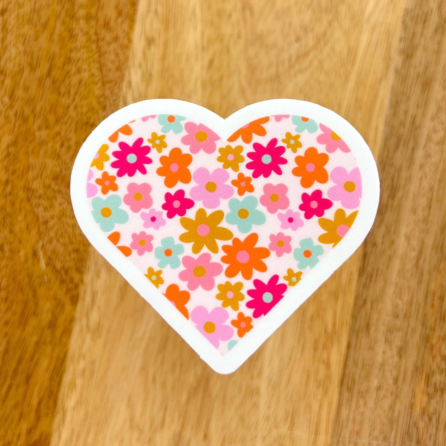 Retro Florals Heart Sticker