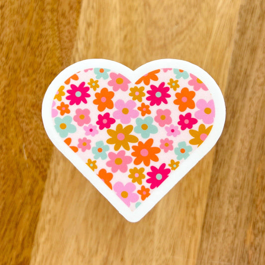 Retro Florals Heart Sticker