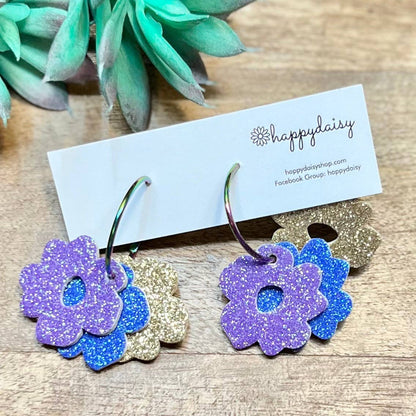 Interchangeable Flowers on Hoops "Shannon" Earrings Set