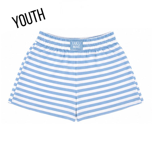 Yth Stripe Shorts- Light Blue