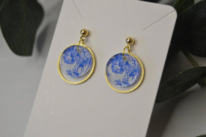 Blue Chinoiserie Small Dangle Earrings