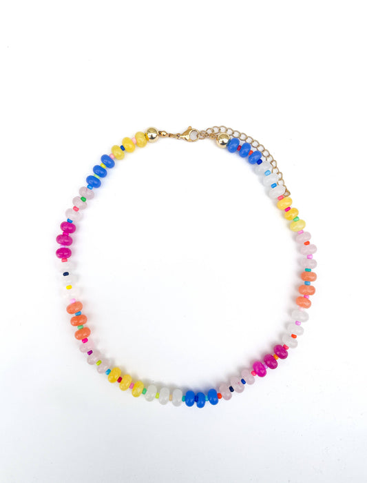 Party Loop - Rainbow Gemstone Bead Necklace